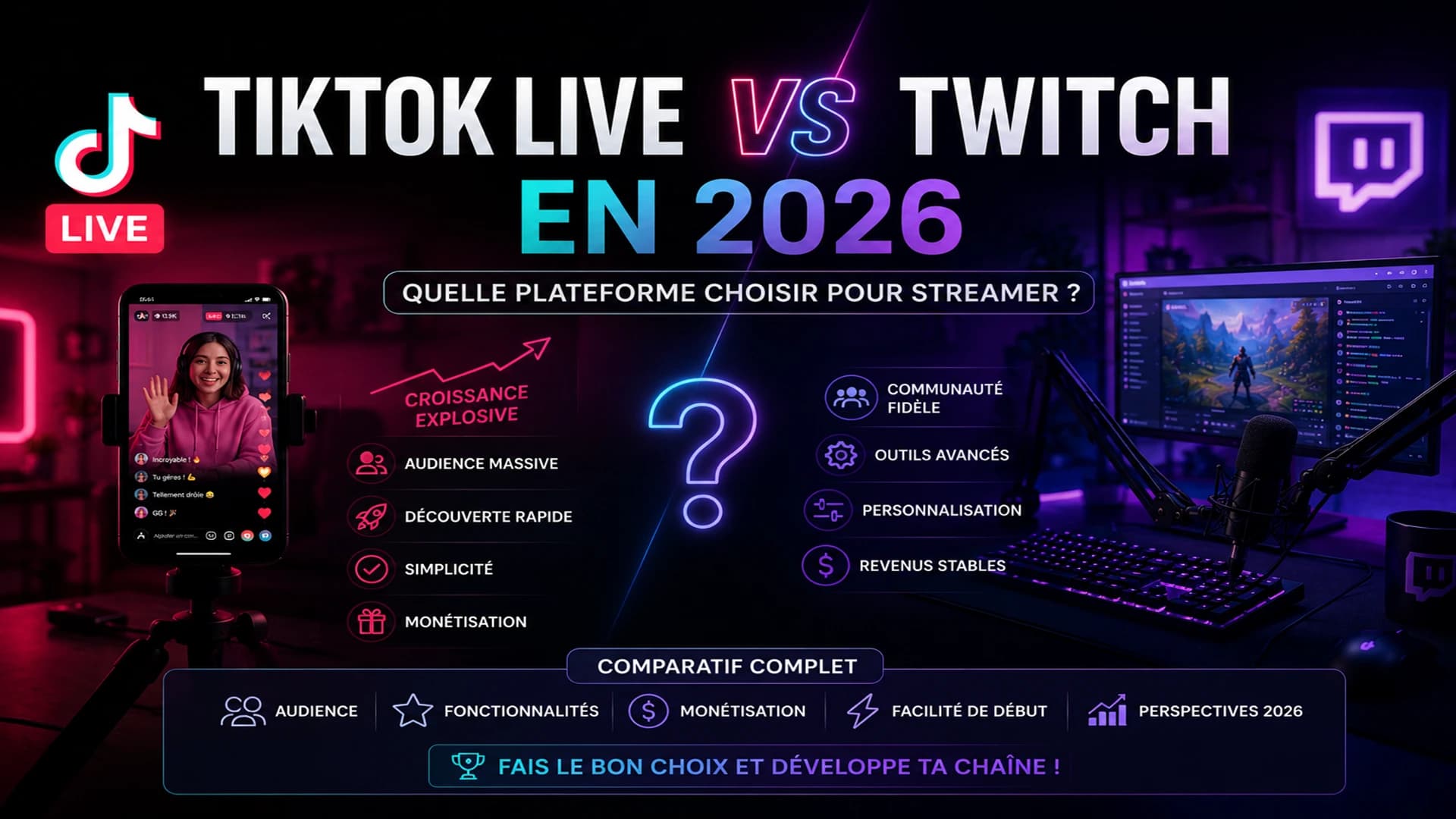 TikTok Live vs Twitch en 2026 : quelle plateforme choisir pour streamer ?